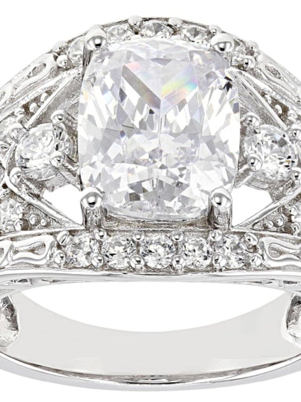White Cubic Zirconia Rhodium Over Sterling Silver Ring 6.08ctw Size 10 LNC